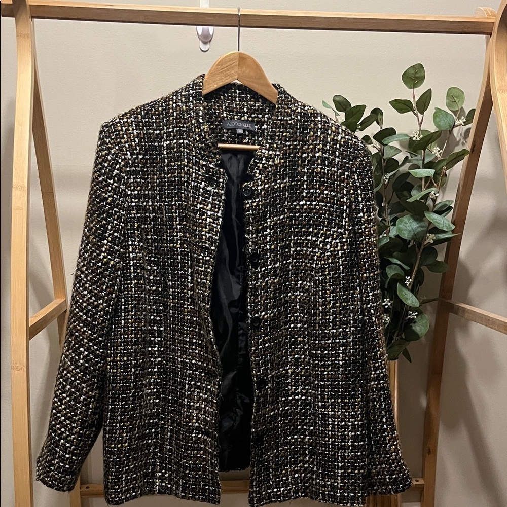 Addition Elle Black and White Tweed Blazer